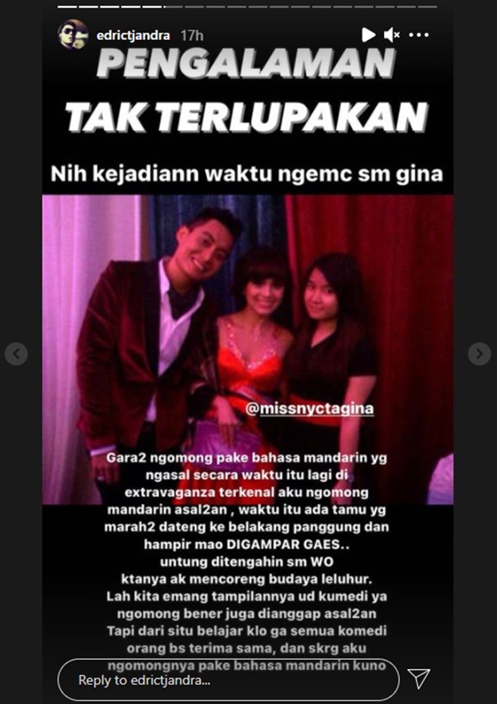 Ngelawak Pakai Bahasa Mandarin Ngasal, Edric Tjandra Pernah Dilabrak Hingga Hampir Digampar