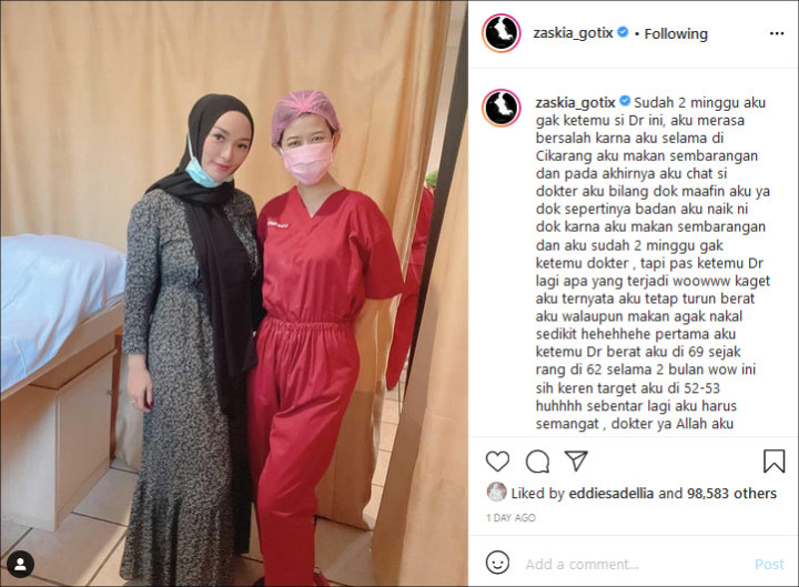 BB Turun 7 Kilogram, Potret Terbaru Zaskia Gotik Justru Picu Reaksi Tak Percaya?