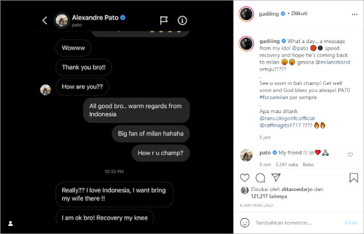 Gading Marten Pamer Chat DM Dengan Pemain Sepak Bola Brasil, Beri Sentilan Ini Ke Raffi Ahmad