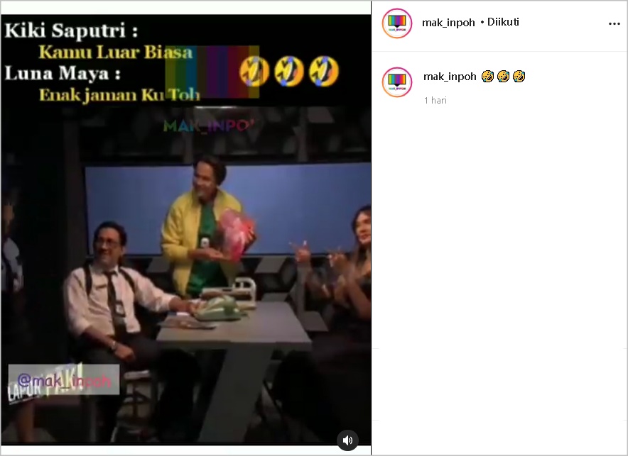 Kiky Saputri Tirukan Gaya Fenomenal Ariel NOAH, Reaksi Luna Maya Jadi Sorotan Dipuji Keren