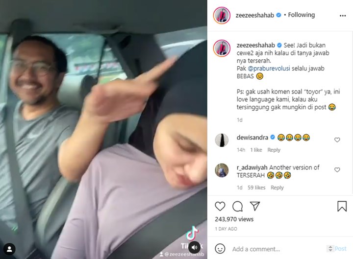 Heboh Kepala Ditoyor Suami, Zee Zee Shahab Beri Klarifikasi Begini