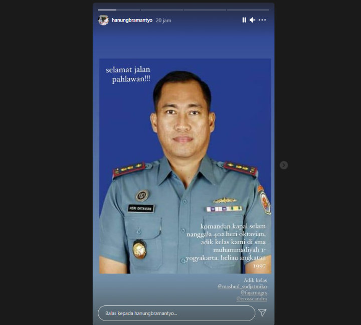 InstaStory Hanung Bramantyo pada Minggu (25/4)