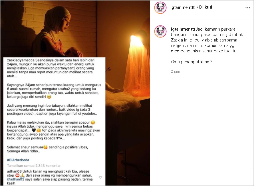Pemuda di Balik Toa Masjid Minta Netizen Setop Hujat Zaskia Mecca, Direspons Istri Hanung Begini