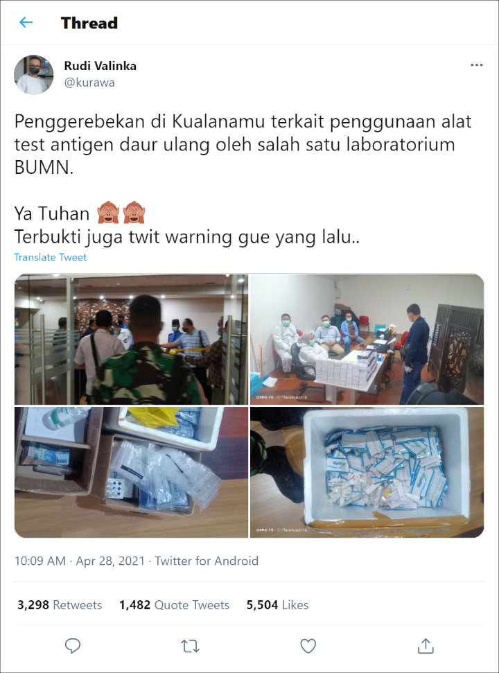 Kimia Farma Kualanamu Digerebek Imbas Ketahuan Pakai Alat Rapid Antigen Daur Ulang