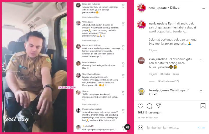 Sahrul Gunawan Tuai Kritik Usai Bagikan Momen Hari Pertama Jadi Wabup Bandung