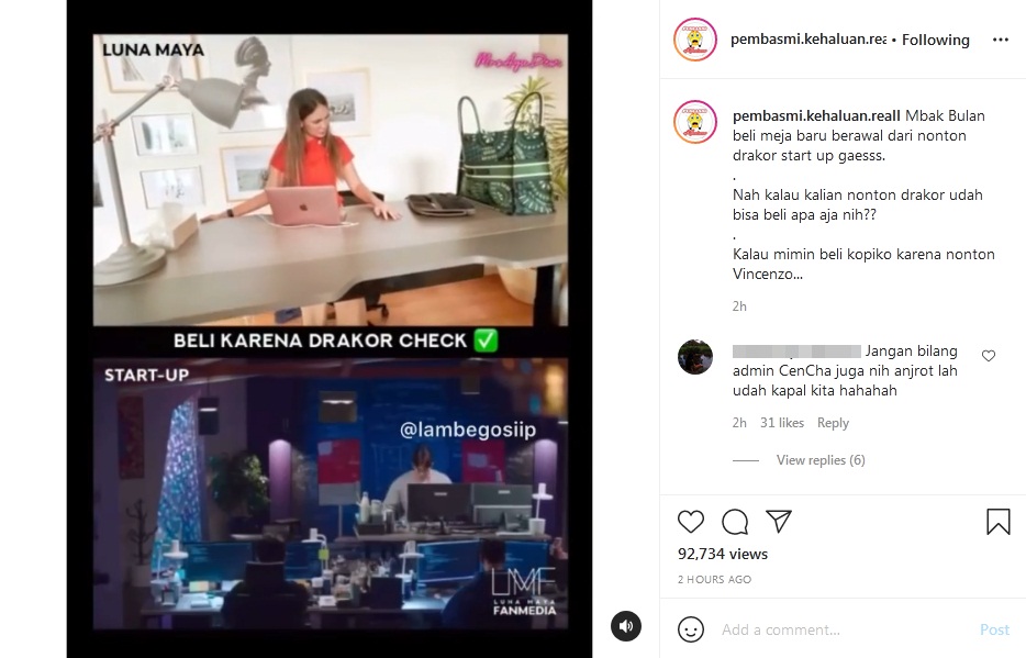 Gara-gara ‘Start-Up’, Luna Maya Sampai Beli Meja Kerja Nam Do San Seharga Belasan Juta Rupiah