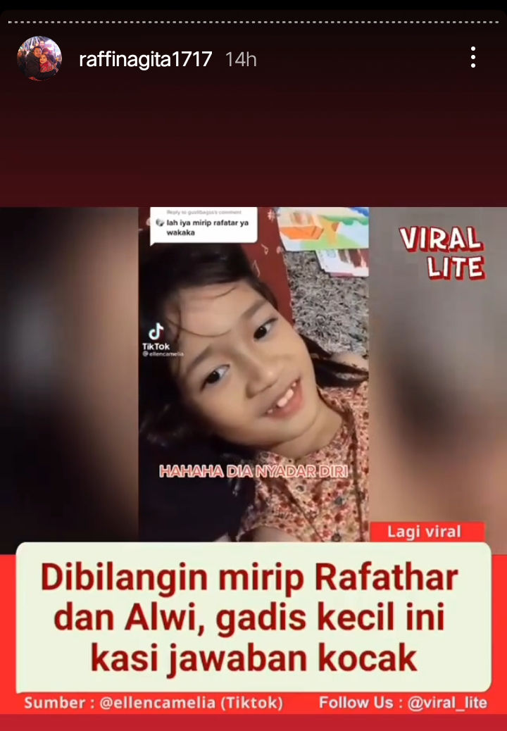 Viral Gadis Cilik Menolak Dibilang Mirip Rafathar, Begini Reaksi Nagita Slavina