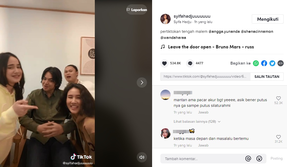 Shenina Cinnamon dan Mantan Angga Yunanda Akur TikTokan Bareng, Bikin Adem