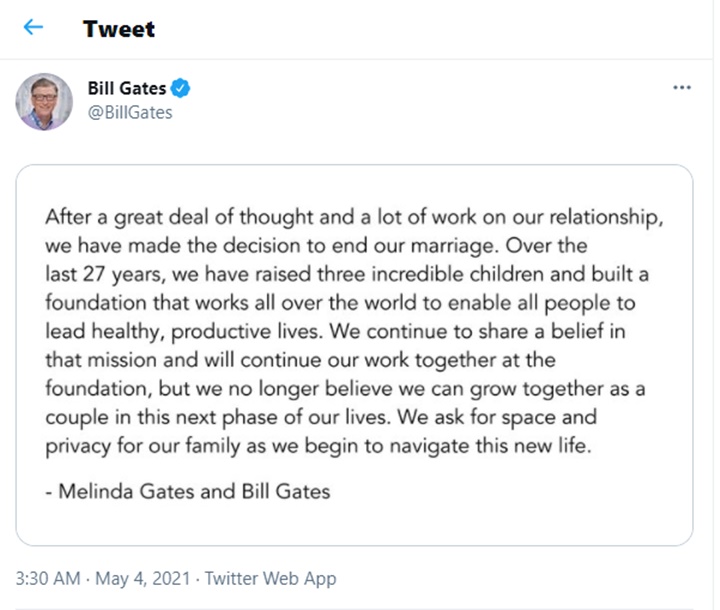 Bill Gates Dan Melinda Gates Resmi Bercerai Pasca 27 Tahun Menikah