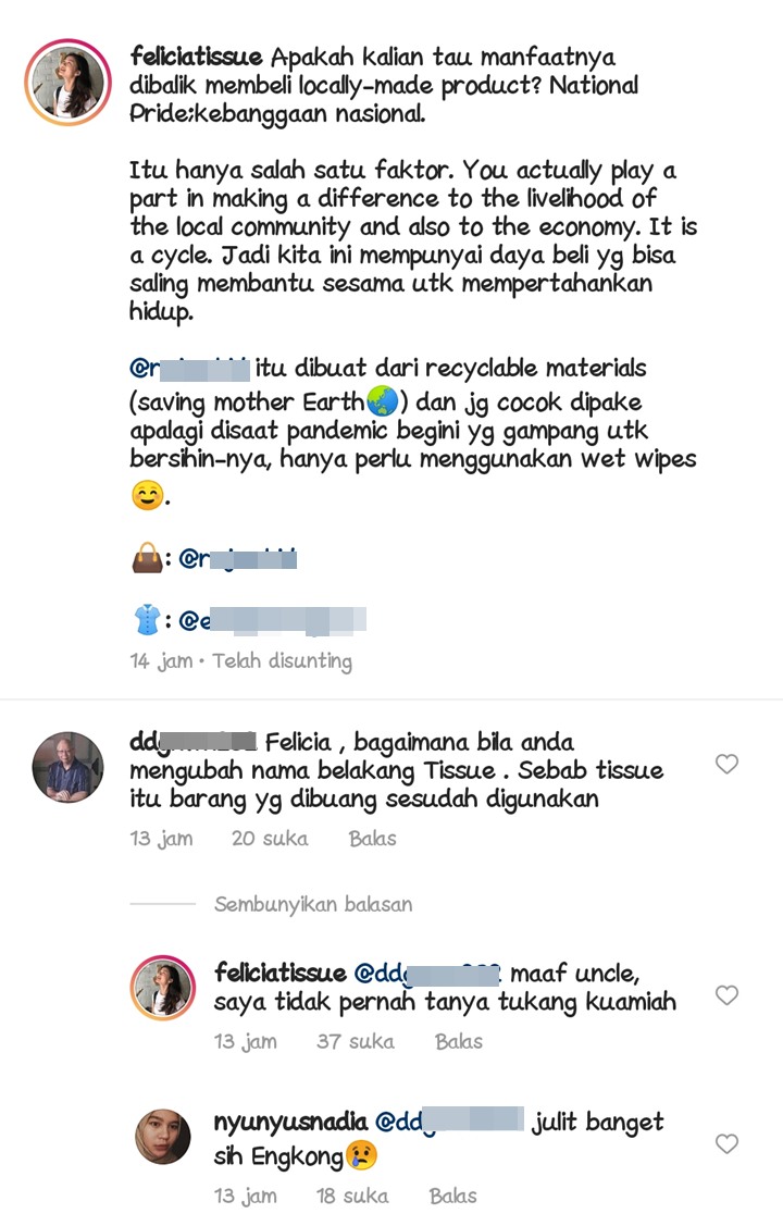 Reaksi Felicia Mantan Kaesang Pangarep Diminta Ganti Nama Belakang \'Tissue\' Agar Tidak Dibuang