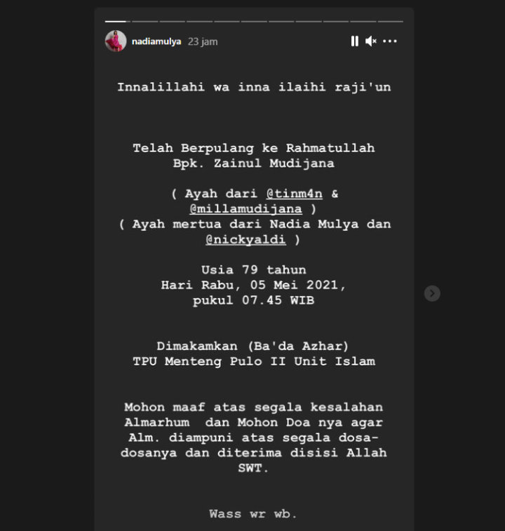 InstaStory Nadia Mulya
