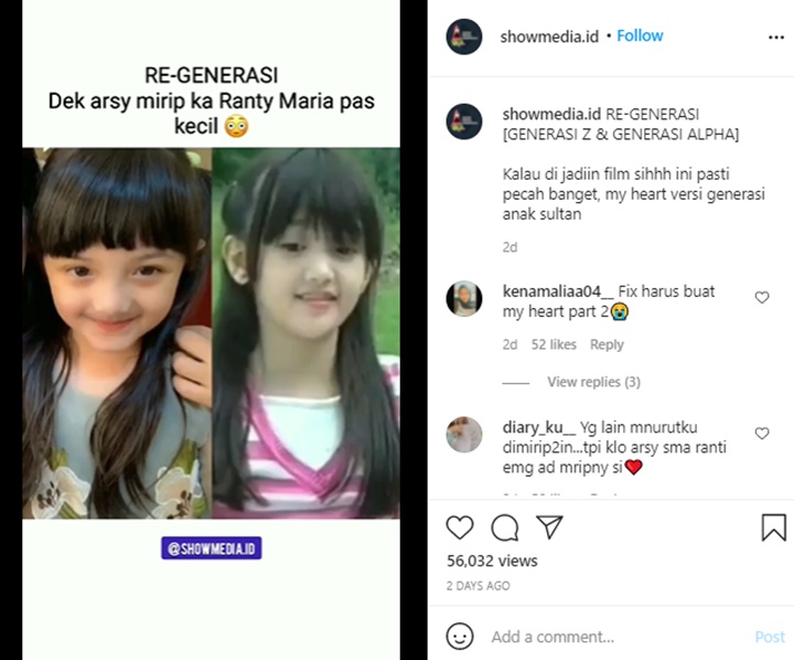 Arsy Putri Ashanty Disebut Mirip Dengan Masa Kecil Ranty Maria