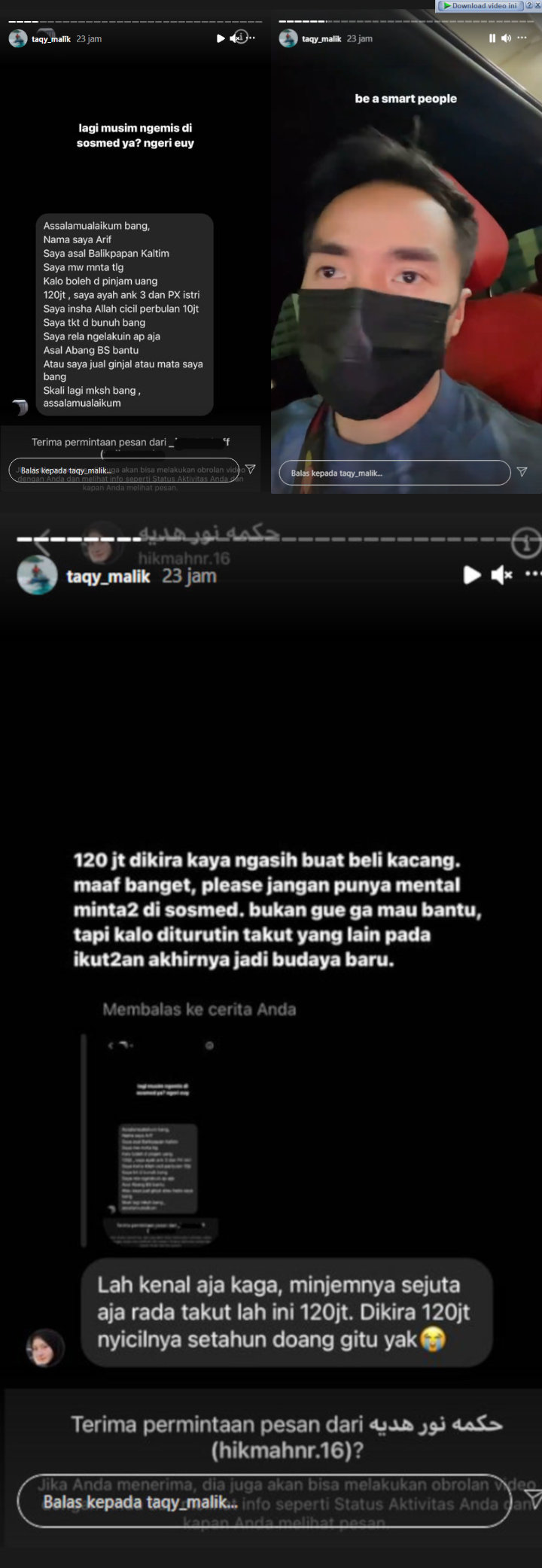 Taqy Malik Beri Nasihat Ini Saat Ada Pengemis Online Minta Rp 120 Juta Hingga Rela Jual Ginjal