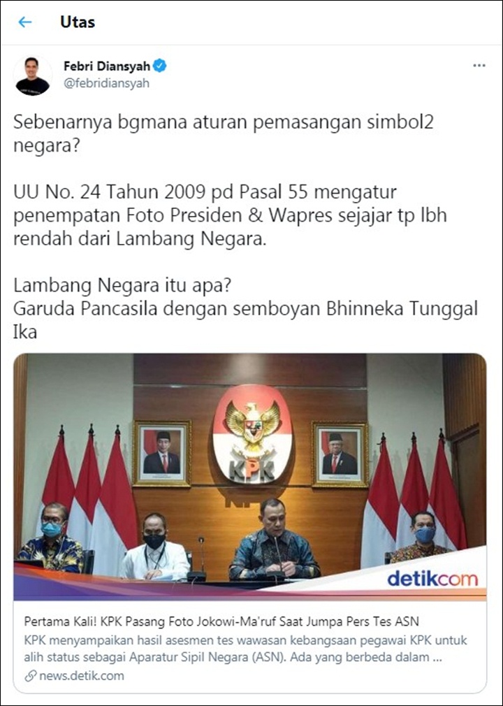 Foto Presiden dan Wakil Presiden