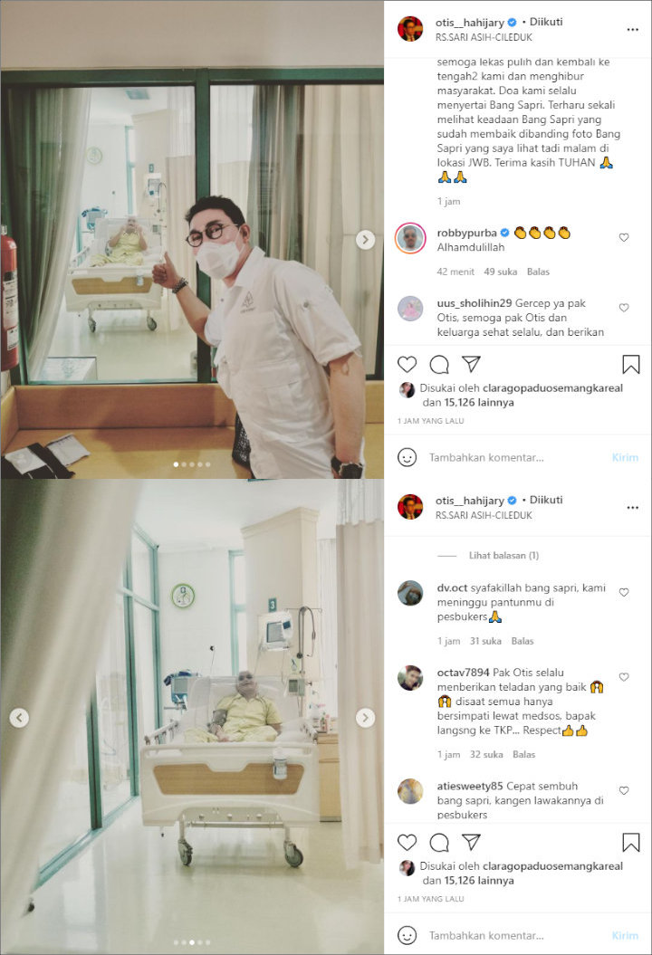 Sudah Membaik, Begini Potret Sapri Saat Dijenguk Tim \'Pesbukers\' Dari Balik Jendela Ruang ICU