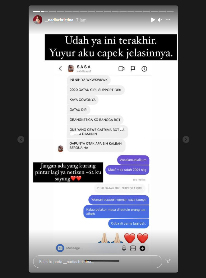 Dituding Pelakor Karena Tikung Alfath Fathier Dari Ratu Rizky Nabila, Nadia Christina Jawab Begini