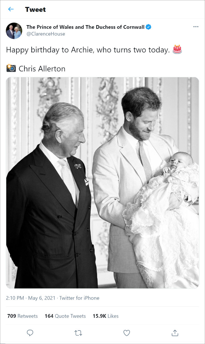Ucapan Ulang Tahun Pangeran Charles Untuk Archie Putra Meghan Markle