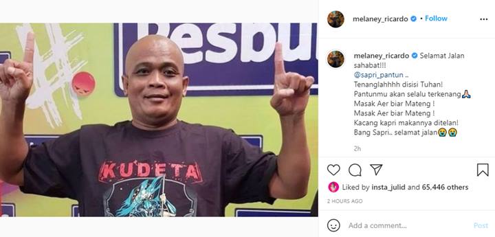 Tangis Melaney Ricardo Melepas Kepergian Komedian Sapri: Selamat Jalan Sahabat