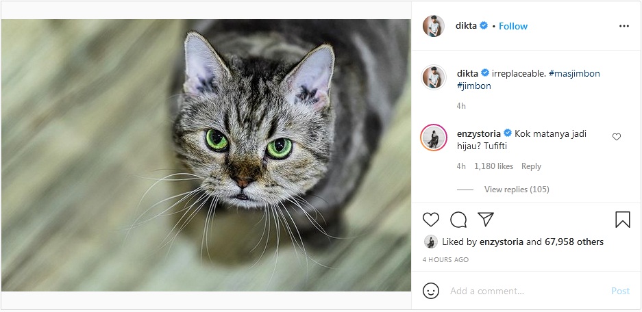 Hebohkan Fans, Dikta dan Enzy Storia Saling Berbalas Komentar Kocak Bikin Baper