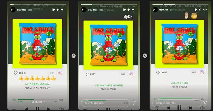 Doyoung mendengarkan lagu NCT Dream di album \'Hot Sauce\'