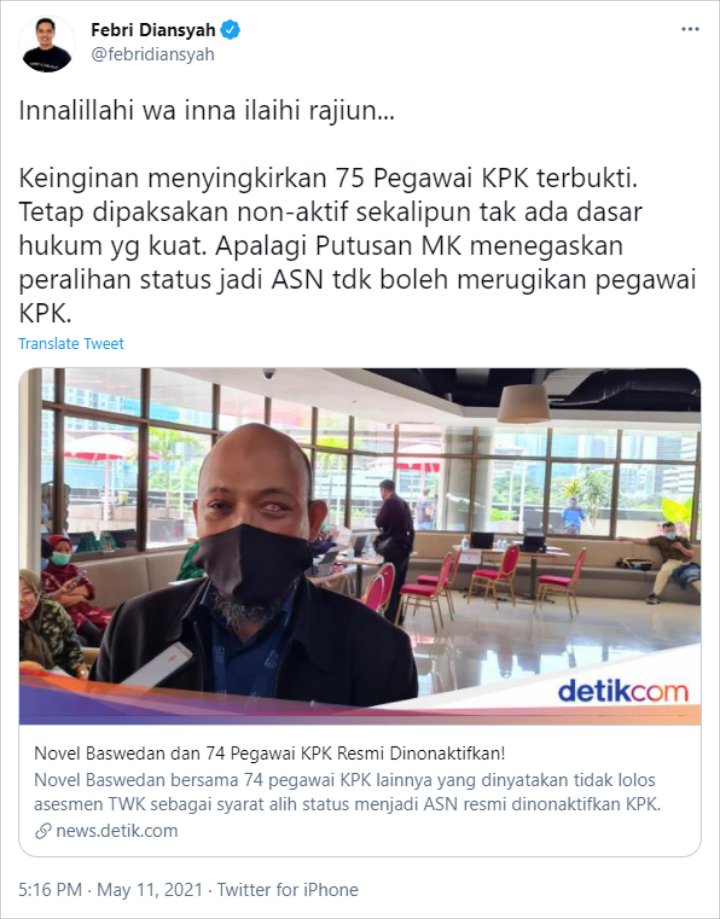 Komentar Febri Diansyah