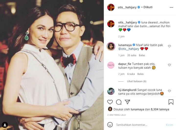 Panggil Luna Maya Sayang, Otis Hahijary Pamer Foto Pelukan Mesra Di Momen Lebaran