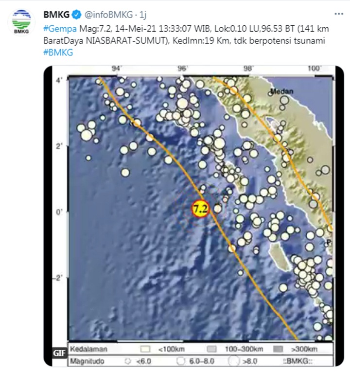 Gempa 7,2 dan 5,2 M Berturut-Turut Guncang Nias Sumut, Warga Dilaporkan Berhamburan Keluar-1