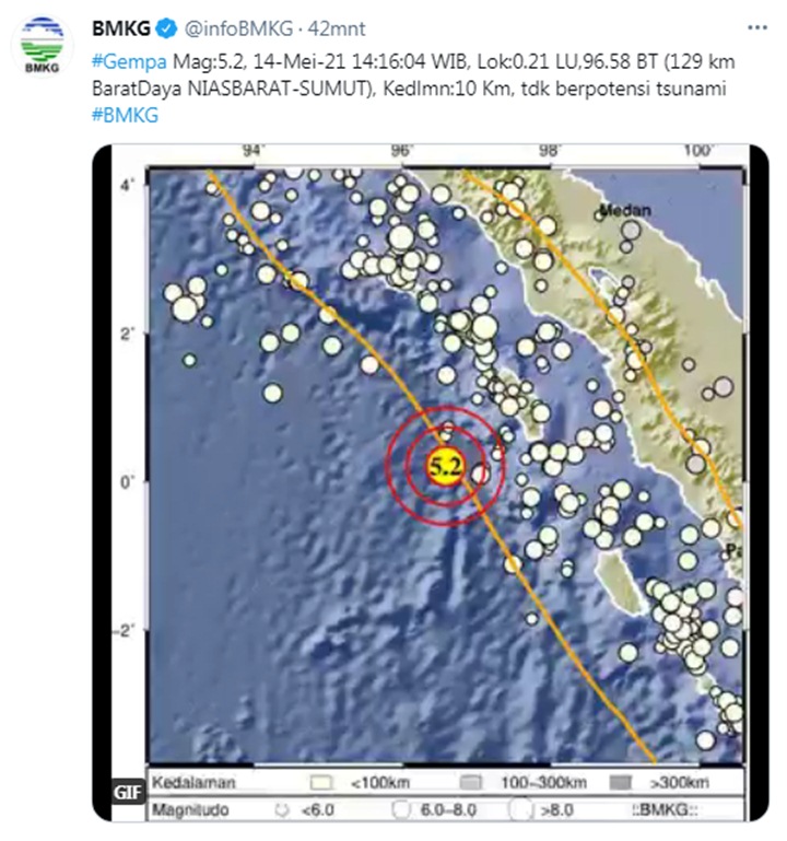 Gempa 7,2 dan 5,2 M Berturut-Turut Guncang Nias Sumut, Warga Dilaporkan Berhamburan Keluar-2