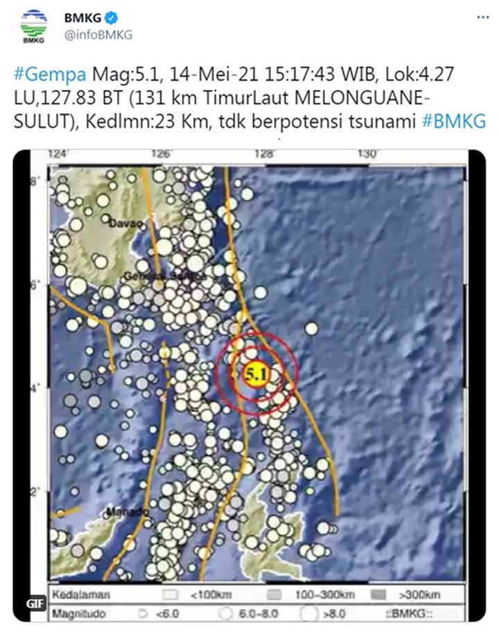 Gempa Bumi Beruntun Hari Ini: Di Nias Dimutakhirkan Jadi 6,7 M, Di Sulut 5,1 M
