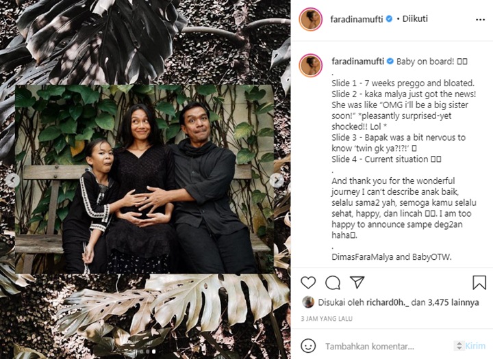 Faradina Mufti Istri Dimas Djay Umumkan Kehamilan, Langsung Banjir Komentar Bahagia