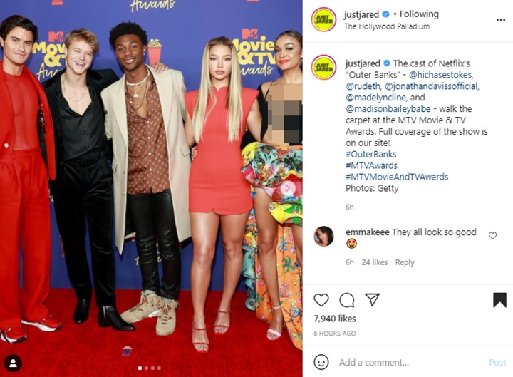 MTV Movie & TV Awards 2021: Pemain Drama Netflix \'Outer Banks\' Kompak Sapa Penggemar Di Red Carpet