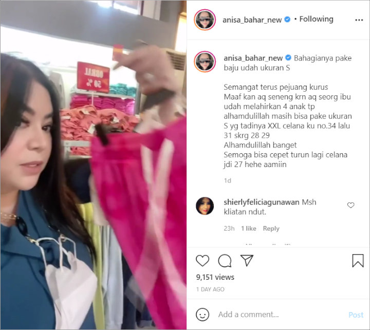 Ngaku Pakai Baju S Dinyinyiri, Annisa Bahar Murka Sindir Netizen Iri