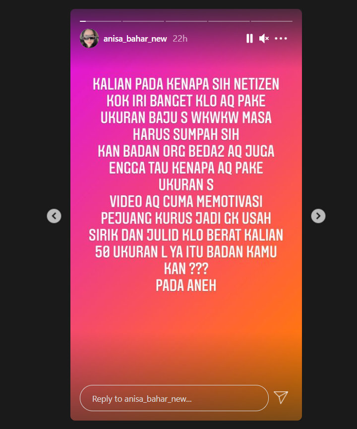 Ngaku Pakai Baju S Dinyinyiri, Annisa Bahar Murka Sindir Netizen Iri