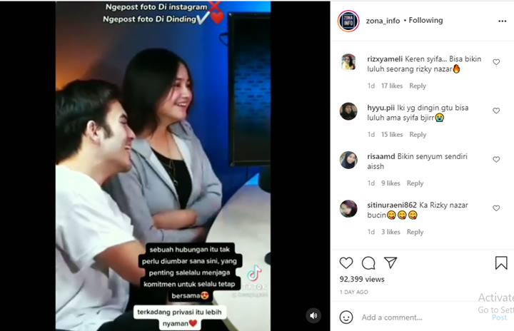 Bucin Banget, Rizky Nazar Ternyata Pajang Foto Syifa Hadju di Dinding Kamar