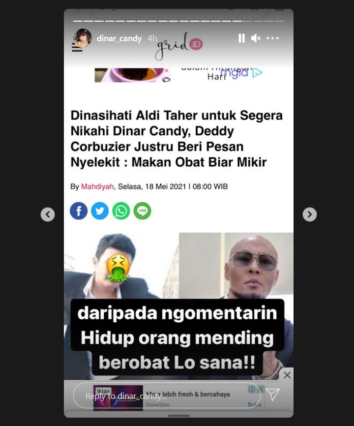 Diminta Nikahi Deddt Corbuzier, Dinar Candy Minta Aldi Taher Berobat