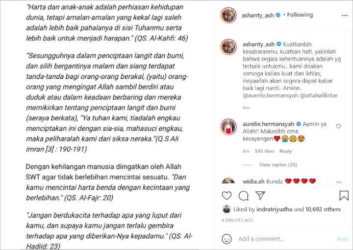 Ashanty Tulis Pesan Menyentuh Usai Dengar Kabar Aurel Hermansyah Keguguran