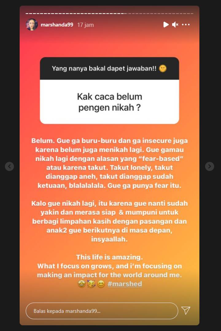 6 Tahun Menjanda, Begini Reaksi Marshanda Saat Disinggung Soal Menikah Lagi