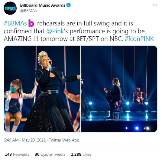 BBMA 2021: Beri Bocoran Momen Latihan, Billboard Pastikan Pink Tampil Luar Biasa
