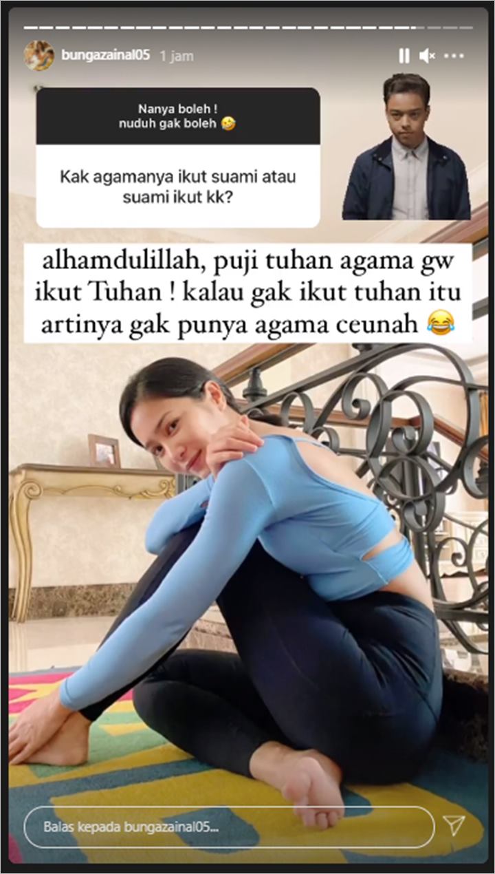 Bunga Zainal Ditanya Soal Agama oleh Netizen