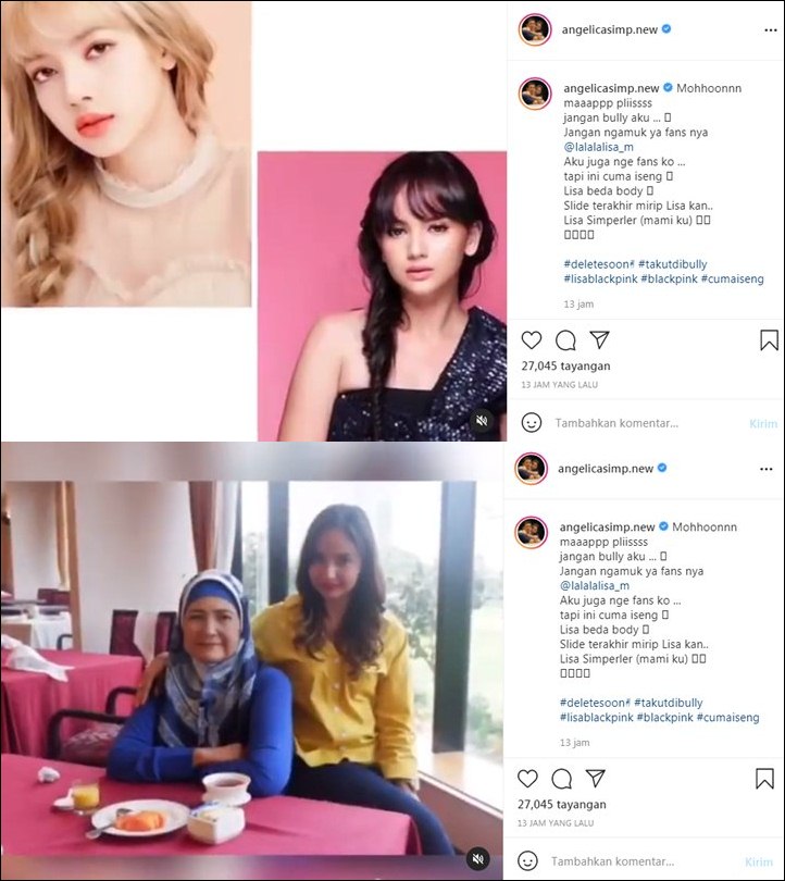 Angelica Simperler Perlihatkan Kemiripan dengan Lisa BLACKPINK, Minta Tak Di-bully