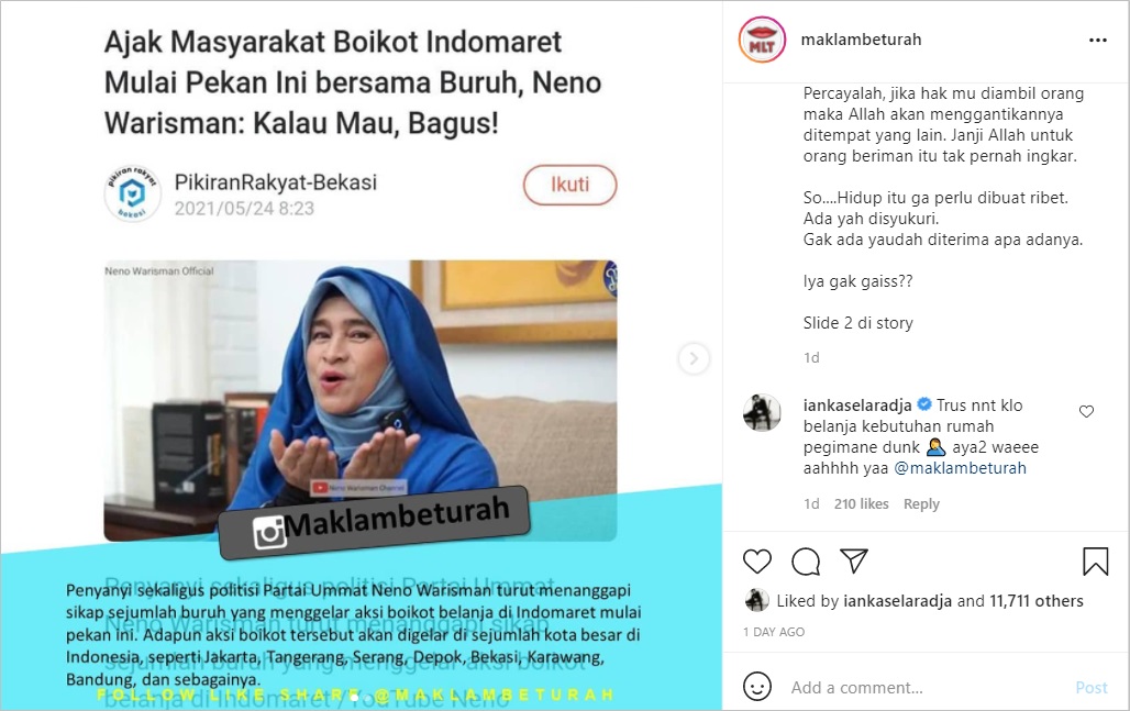 Ikut Komentari Soal Aksi Boikot Neno Warisman, Ian Kasela Curhat Kekhawatiran Ini