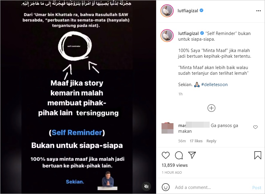 Lutfi Agizal \'Minta Maaf\' Usai Postingannya Soal Niat Menikah Ramai Diduga Sindir Rizky Billar