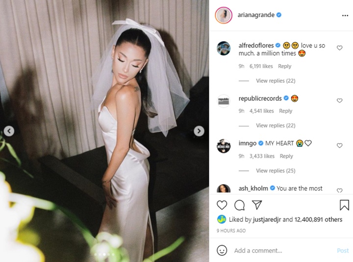 Ariana Grande Akhirnya Perdana Rilis Sejumlah Momen Haru Pernikahannya