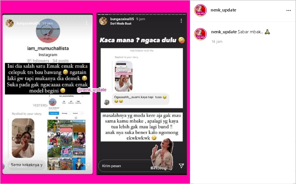 Biasa Kalem, Bunga Zainal Balas Pakai Sindiran Pedas Usai Suami Dicibir Kaya Tapi Tua: Kaca Mana?