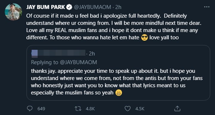 Jay Park memastikan bahwa permintaan maafnya tulus