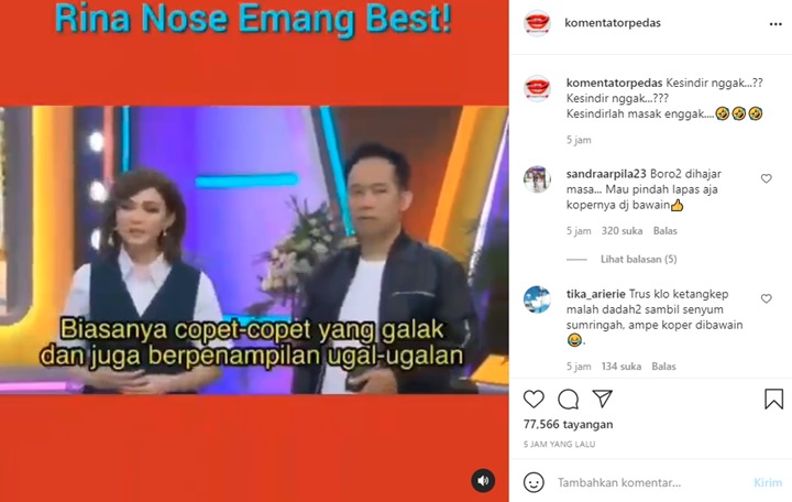 Rina Nose Sindir \'Koruptor\' Ramai Tuai Dukungan