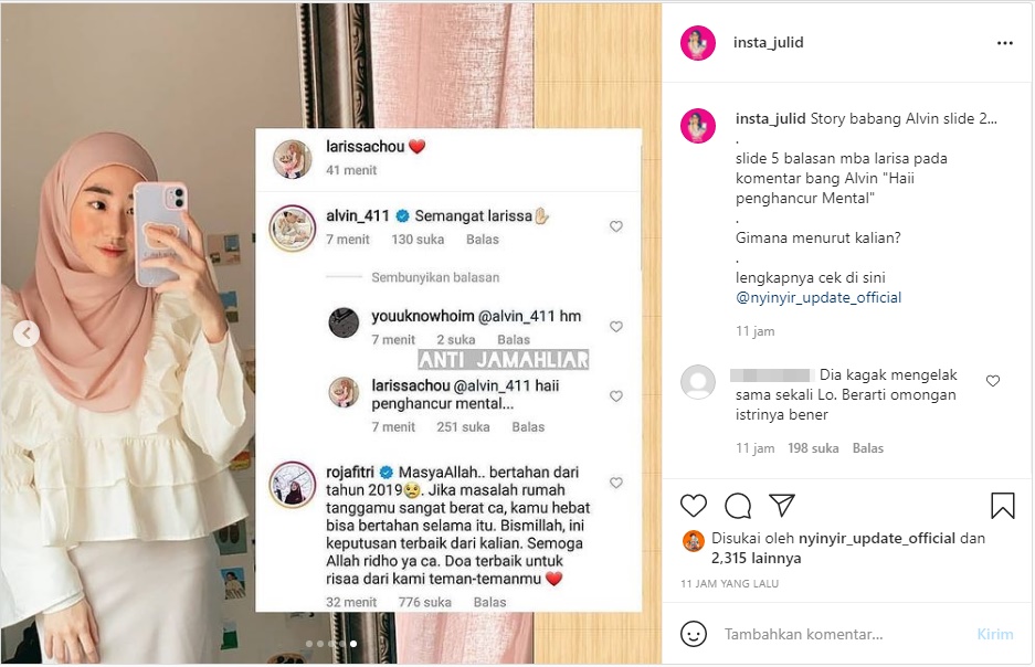 Alvin Faiz Beri Semangat Hingga Curhat Malas Drama, Larissa Chou Justru Balas Begini