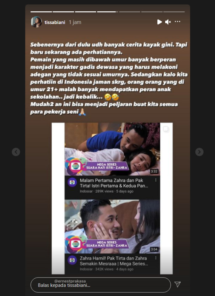Tissa Biani Beri Tanggapan Begini Soal Artis di Bawah Umur Jadi Istri