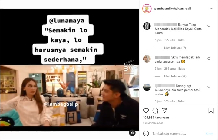Prinsip Hidup Luna Maya Malah Dicibir, Disebut Sengaja Tiru Cinta Laura
