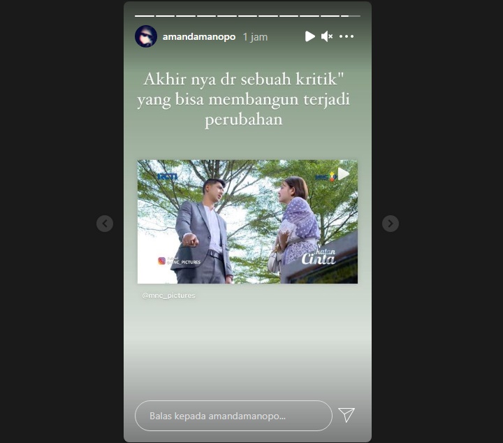 Amanda Manopo Perdana Unggah Trailer \'Ikatan Cinta\' Usai Beri Kritik: Akhirnya Terjadi Perubahan